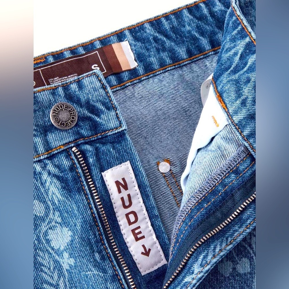 NWOT Nude project flower AOP laser jeans,loose fit,pocket detail,flower vines SM - Picture 5 of 7